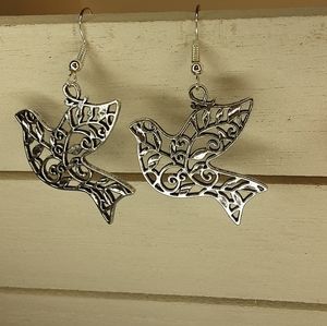 Hand Crafted Dove Earrings Silver Color